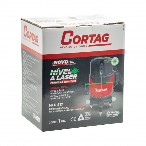 N�vel a laser verde pendular girat�rio a bateria 5 linhas 15 m com maleta e 2 baterias - NLC 817  110V/220V