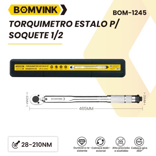 Torqu�metro de estalo 28 - 210 Nm encaixe 1/2