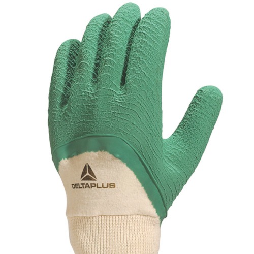 Luva de algodão revestida em látex corrugado verde G - LA50009 Luva de algodão revestida em látex corrugado verde G - LA50009