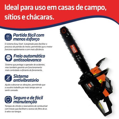 Motosserra a gasolina 51,5 cc com sabre de 18