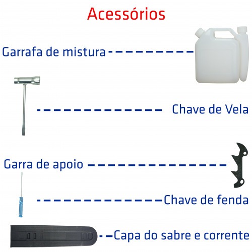 Motosserra a gasolina 51,5 cc com sabre de 18