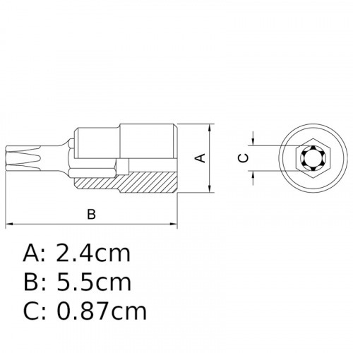 Soquete com ponta hexalobular t-50 encaixe 1/2 Soquete com ponta hexalobular t-50 encaixe 1/2