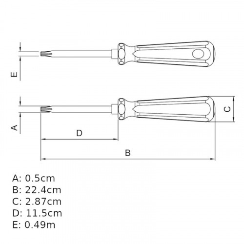 Chave hexalobular reta com cabo t-27 aço cromo vanádio Chave hexalobular reta com cabo t-27 aço cromo vanádio