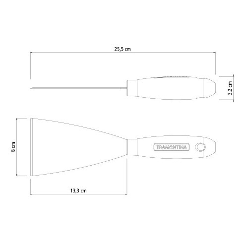 Esp�tula r�gida 8 cm em a�o com cabo de madeira