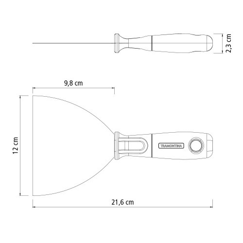 Esp�tula flex�vel met�lica 12 cm com cabo pl�stico