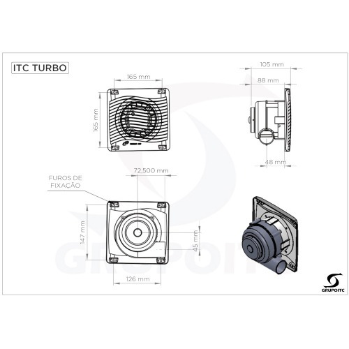 Exaustor para banheiro di�metro de sa�da 40 mm - TURBO  110V
