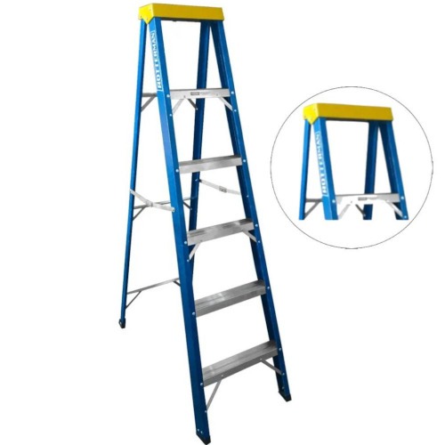 Escada de fibra de vidro 5 degraus + patamar 1,80 m americano simples