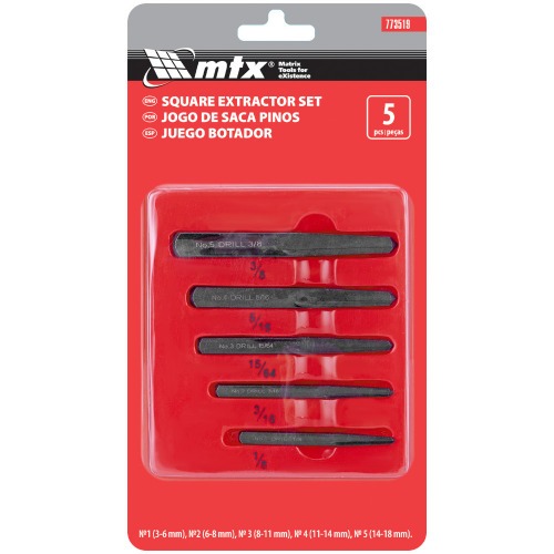 Jogo de extrator de pinos e parafusos 3 a 18 mm com 5 pe�as - 773519