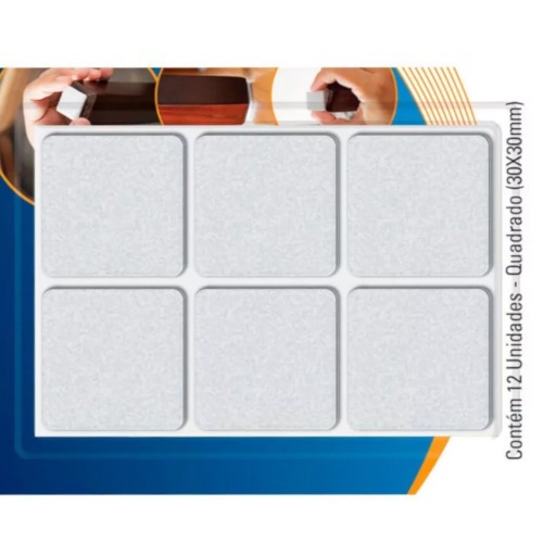 Feltro protetor adesivo quadrado 22 mm branco com 16 unidades