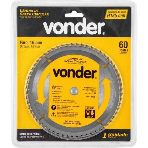 Disco de serra para madeira 185 x 16 mm 60 dentes Disco de serra para madeira 185 x 16 mm 60 dentes