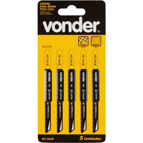 L�mina serra tico tico 100 mm 10 dentes para madeira 5 pe�as - VD 101B