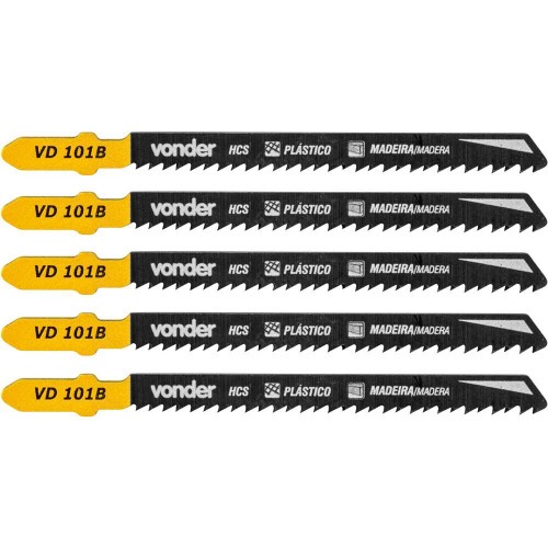 L�mina serra tico tico 100 mm 10 dentes para madeira 5 pe�as - VD 101B