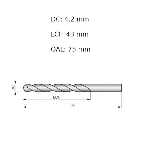 Broca de a�o r�pido para metal 4,2 mm DIN 338 - A1144.2B