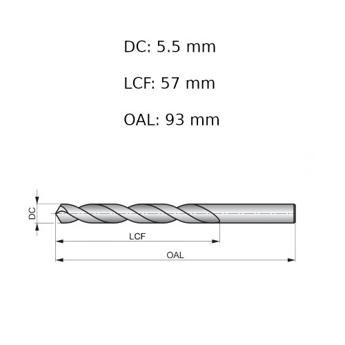 Broca de a�o r�pido para metal 5,5 mm DIN 338 - A1145.5B