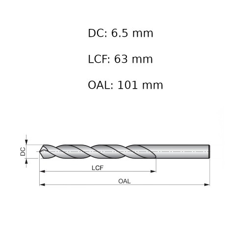 Broca de a�o r�pido para metal 6,5 mm DIN 338 - A1146.5B