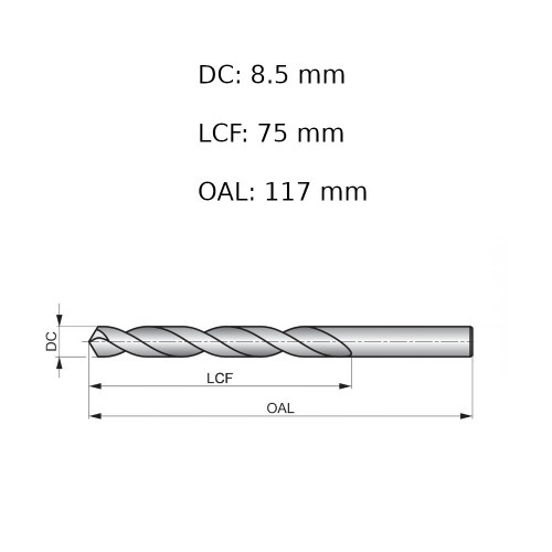 Broca de a�o r�pido para metal 8,5 mm DIN 338 - A1148.5B