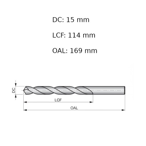 Broca de a�o r�pido para metal 15 mm DIN 338 - A11415.0B