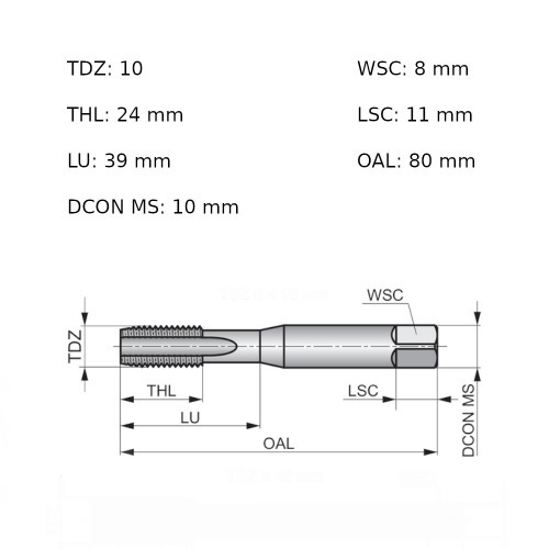 Jogo de macho manual a�o r�pido M10 x 1,50 mm com 3 pe�as - E559M10NO8