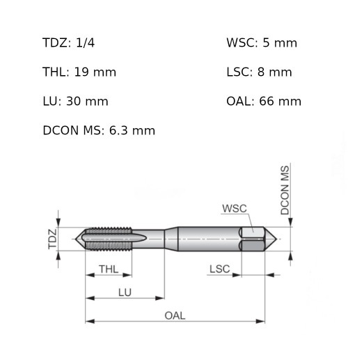 Jogo de macho manual em a�o r�pido 1/4