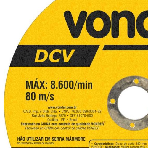 Disco de corte 180 x 2,0 x 22,23 mm DCV Disco de corte 180 x 2,0 x 22,23 mm DCV