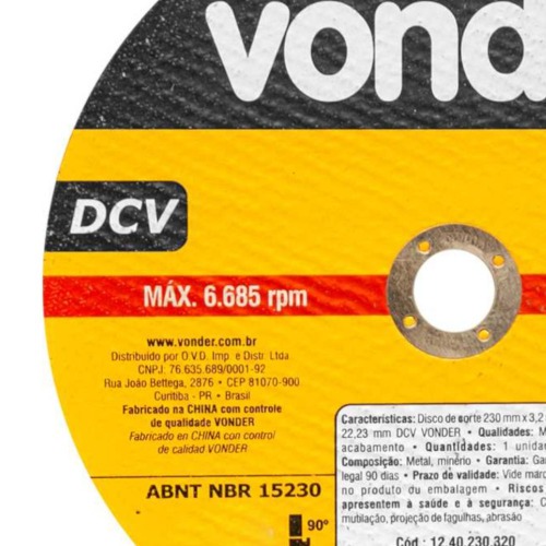 Disco de corte 230 x 3,2 x 22,23 mm - DCV