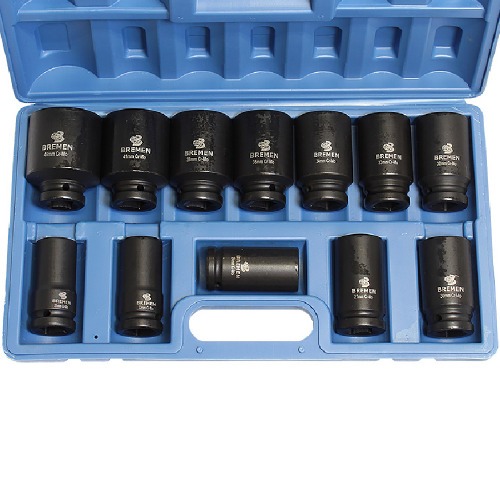 Jogo de soquete de impacto sextavado 17 a 38 mm encaixe 3/4