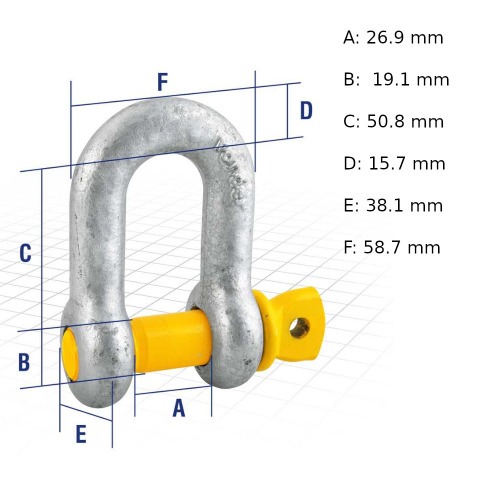 Manilha reta para cabo de a�o 5/8