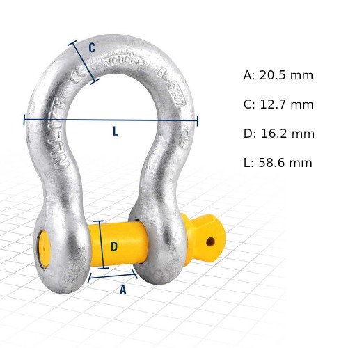 Manilha curva para cabo de aço 1/2 Manilha curva para cabo de aço 1/2