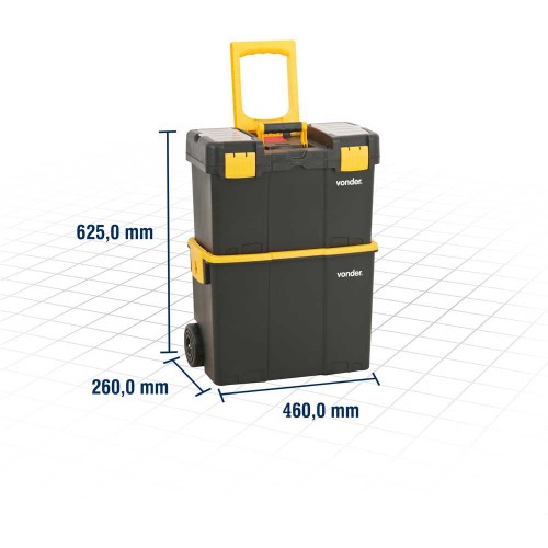 Caixa pl�stica para ferramentas com rodas 46 x 26 x 62,5 cm - CRV0300