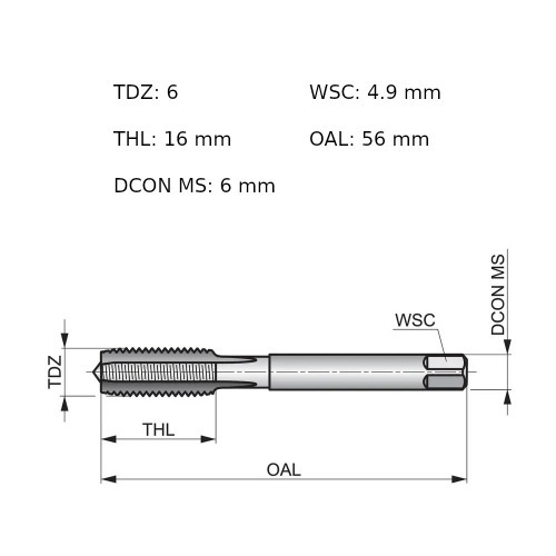 Jogo de macho manual aço rápido M6 x 1 mm DIN352 com 3 peças E100M6NO8 Jogo de macho manual aço rápido M6 x 1 mm DIN352 com 3 peças E100M6NO8