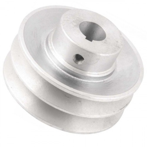 Polia de alumínio 2 canais perfil A 90 mm com furo de 3/4 Polia de alumínio 2 canais perfil A 90 mm com furo de 3/4