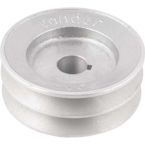 Polia de alumínio 2 canais perfil A 90 mm com furo de 3/4 Polia de alumínio 2 canais perfil A 90 mm com furo de 3/4