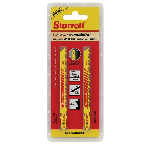 L�mina serra tico tico 75 mm 6 dentes para madeira 2 pe�as - HCU36-2