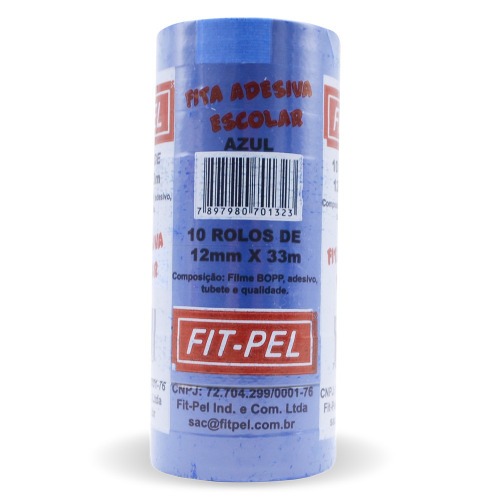 Fita adesiva 12 mm x 33 m com 10 peças azul - 10100516 Fita adesiva 12 mm x 33 m com 10 peças azul - 10100516