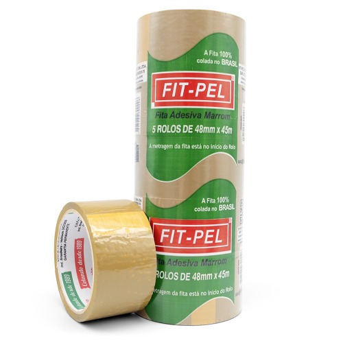 Fita adesiva 48 mm x 45 m com 5 pe�as marrom - 10104002