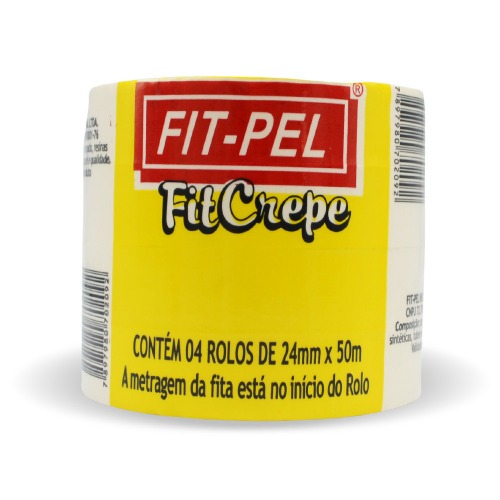 Fita crepe adesiva 24 mm x 50 metros com 4 peças - 10402104 Fita crepe adesiva 24 mm x 50 metros com 4 peças - 10402104