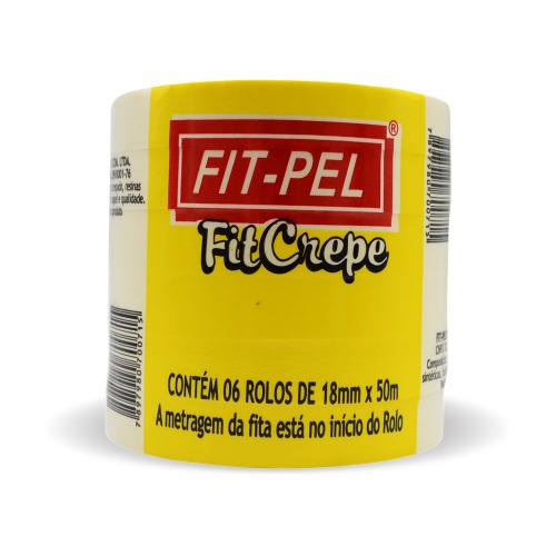 Fita crepe adesiva 18 mm x 50 metros com 6 peças - 10401404 Fita crepe adesiva 18 mm x 50 metros com 6 peças - 10401404