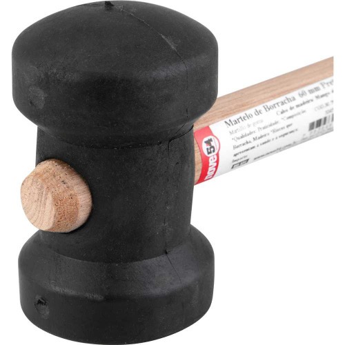 Martelo de borracha 60 mm preto 