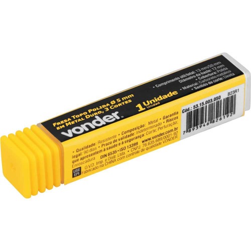 Fresa topo 5,0 mm em metal duro com 3 cortes Fresa topo 5,0 mm em metal duro com 3 cortes