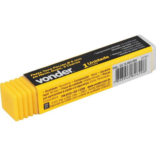 Fresa topo 6,0 mm com metal duro com 3 cortes Fresa topo 6,0 mm com metal duro com 3 cortes