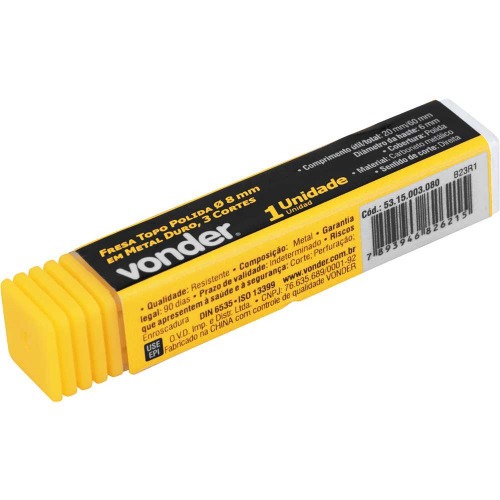 Fresa top 8,0 mm em metal duro com 3 cortes Fresa top 8,0 mm em metal duro com 3 cortes