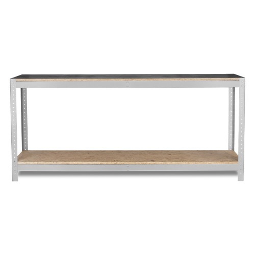 Bancada desmontável com 1 prateleira e tampo em madeira osb - BM-O Bancada desmontável com 1 prateleira e tampo em madeira osb - BM-O