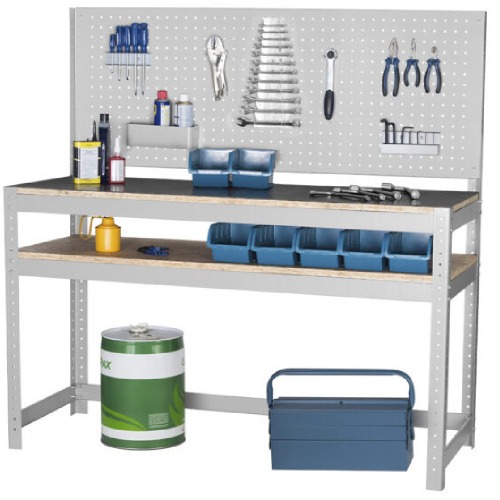 Bancada desmontável com 1 prateleira e painel perfurado - BM-U Bancada desmontável com 1 prateleira e painel perfurado - BM-U