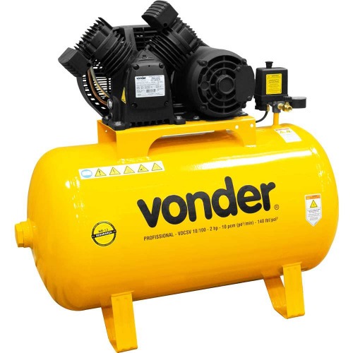 Compressor de ar 10 pés 93L 2 hp 140 libras trifásico - VDCSV 10/100 Compressor de ar 10 pés 93L 2 hp 140 libras trifásico - VDCSV 10/100