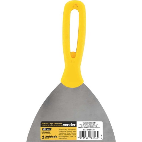 Esp�tula de a�o inox 120 mm com cabo de pl�stico