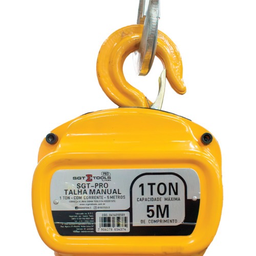 Talha manual 1 tonelada com corrente de 5 metros - SGT-PRO
