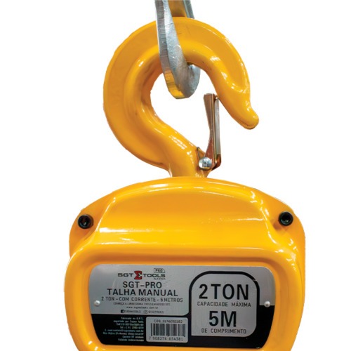 Talha manual 2 toneladas com corrente de 5 metros - SGT-PRO