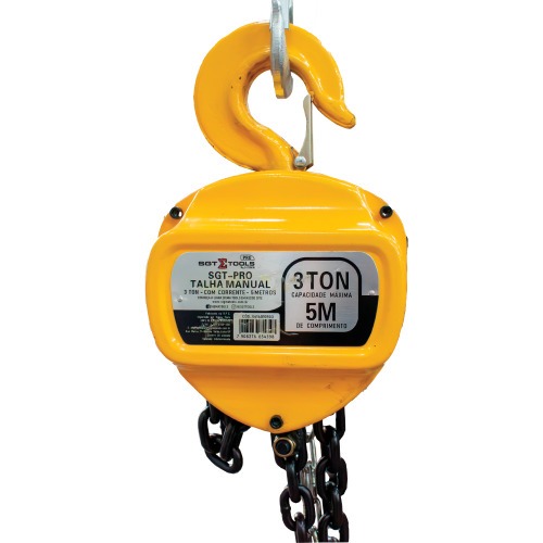 Talha manual 3 toneladas com corrente de 5 metros - SGT-PRO Talha manual 3 toneladas com corrente de 5 metros - SGT-PRO