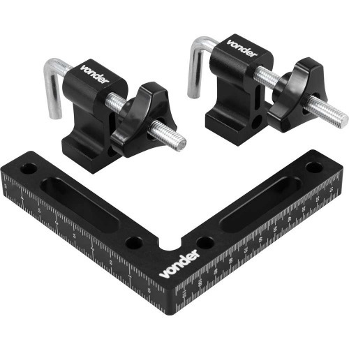 Esquadro de alum�nio 110 mm para marceneiro com 2 hastes fixadoras