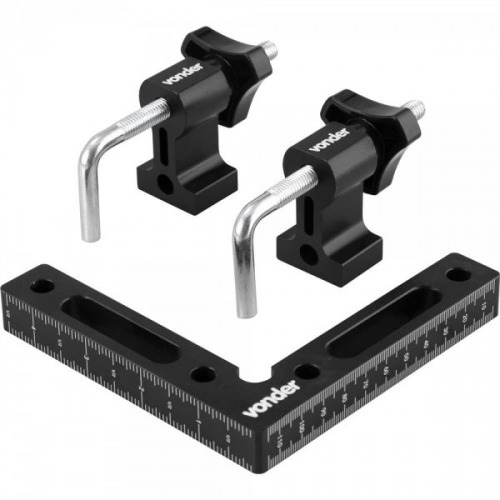 Esquadro de alum�nio 110 mm para marceneiro com 2 hastes fixadoras